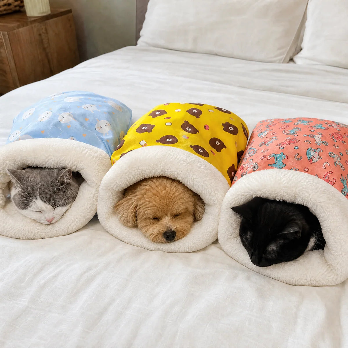 Warm Calming Cave Bed for Small Pets